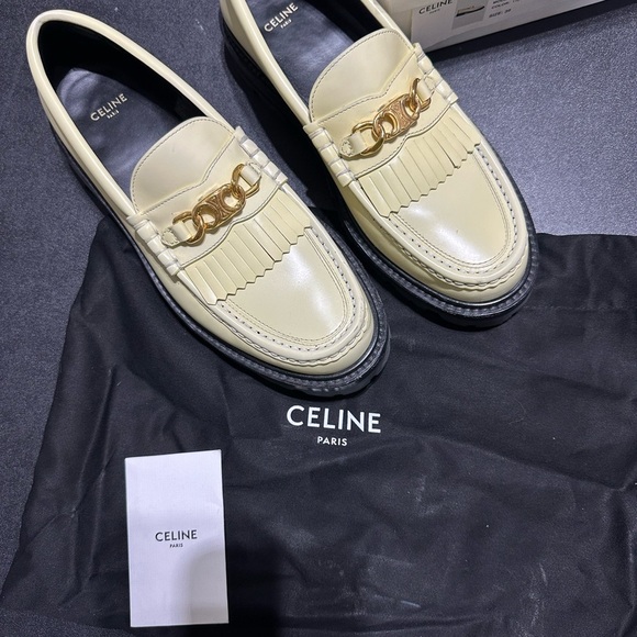 Celine Margaret Cream Chunky Triomphe Platform Loafers - Size 39 New with Box - Picture 11 of 14